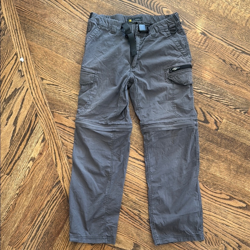 Gray Cargo Pants with Sturdy Fabric and Belt Loops